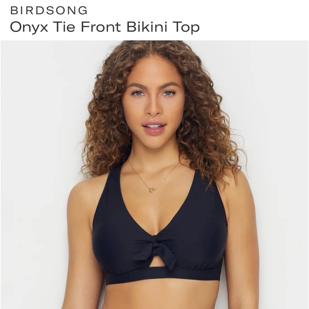 birdsong Onyx Tie Front bikini‎ top